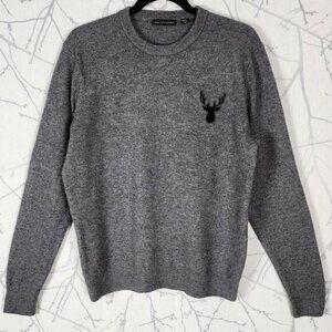 Saks Fifth Avenue Merino Wool & Cashmere Gray Crewneck Sweater | Size M